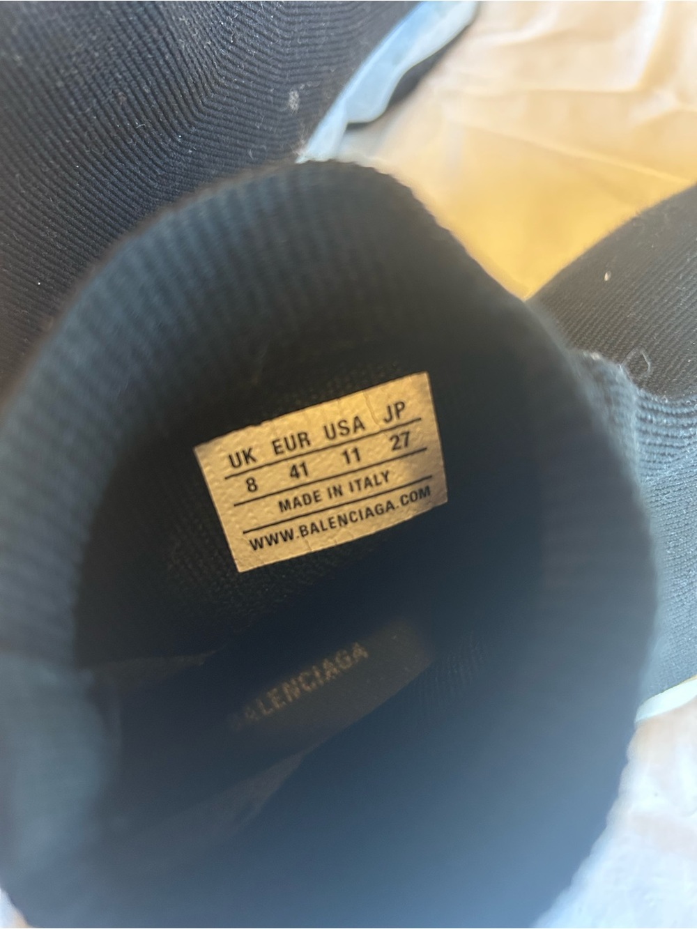 Balenciaga Black Sock Runner Sneakers with White Soles - Picture 4 of 4